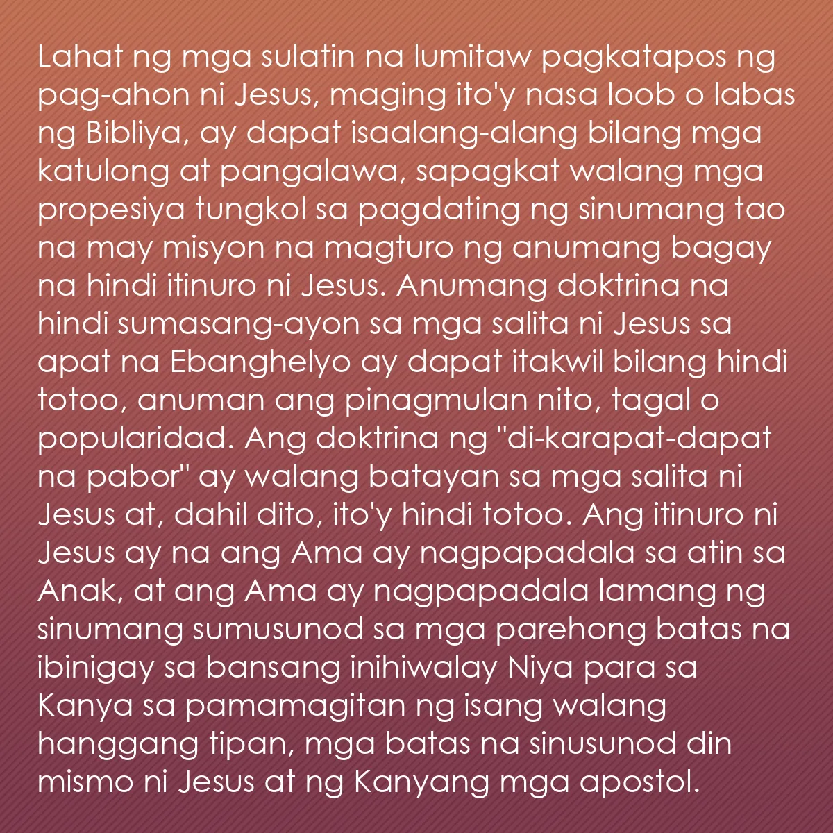 0026 - Post tungkol sa Batas ng Diyos: Lahat ng mga sulatin na lumitaw pagkatapos ng pag-ahon...