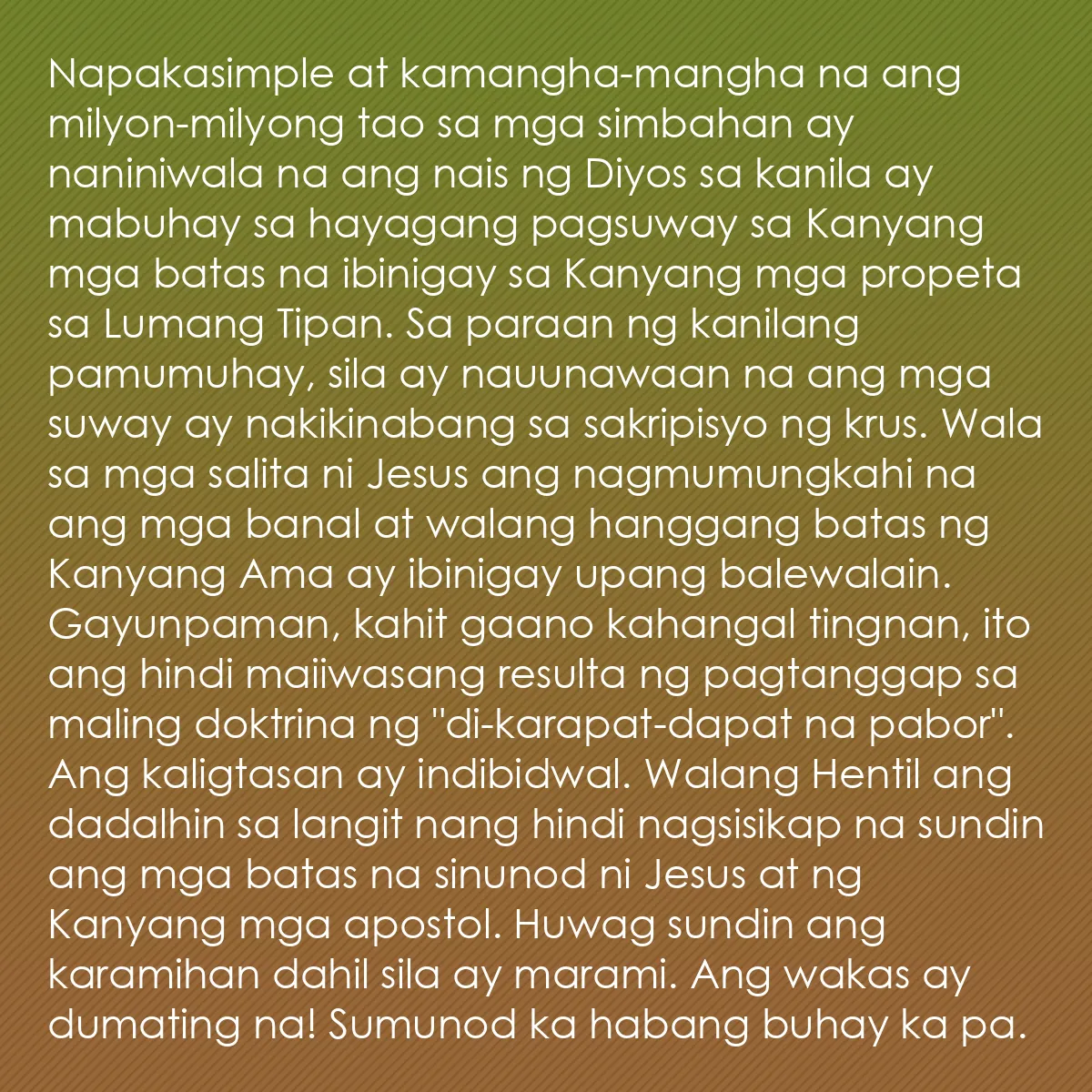 0029 - Post tungkol sa Batas ng Diyos: Napakasimple at kamangha-mangha na ang milyon-milyong...