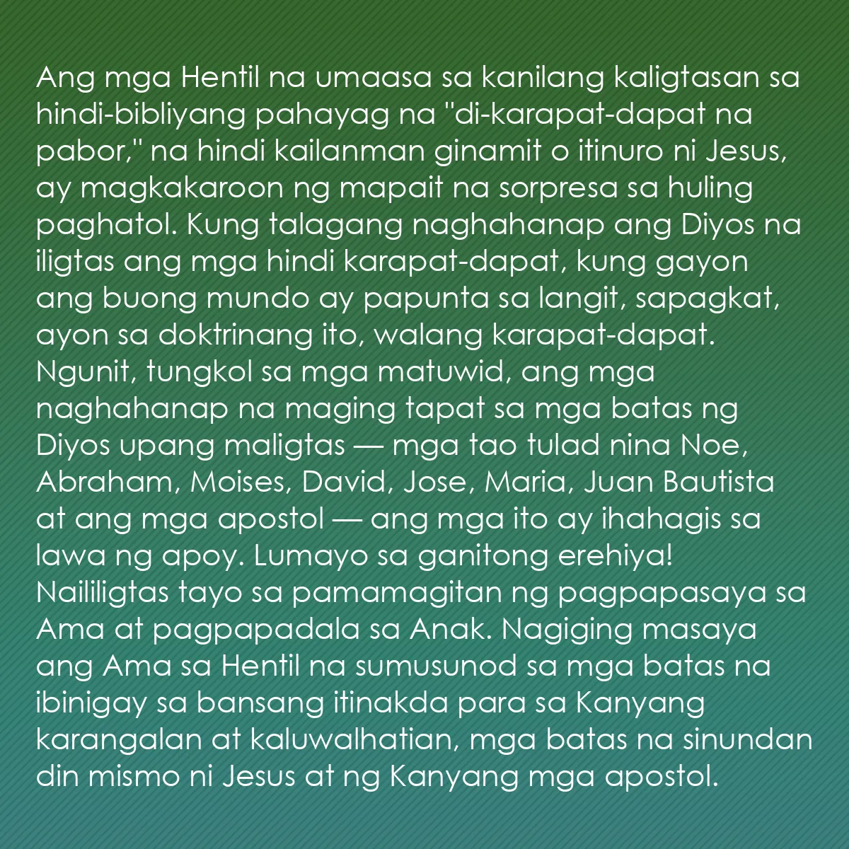 0030 - Post tungkol sa Batas ng Diyos: Ang mga Hentil na umaasa sa kanilang kaligtasan sa...