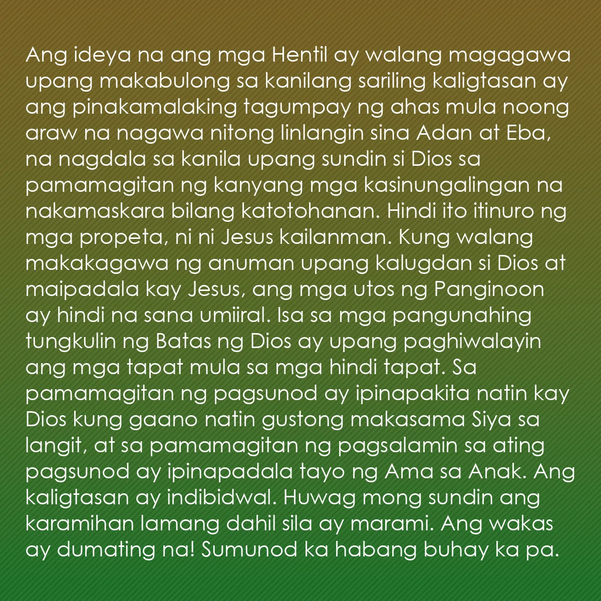 0036 - Post tungkol sa Batas ng Diyos: Ang ideya na ang mga Hentil ay walang magagawa upang...