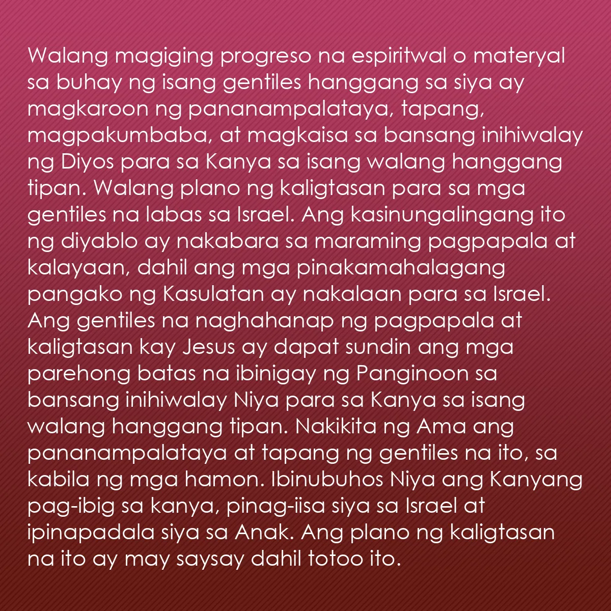 0039 - Post tungkol sa Batas ng Diyos: Walang magiging progreso na espiritwal o materyal...
