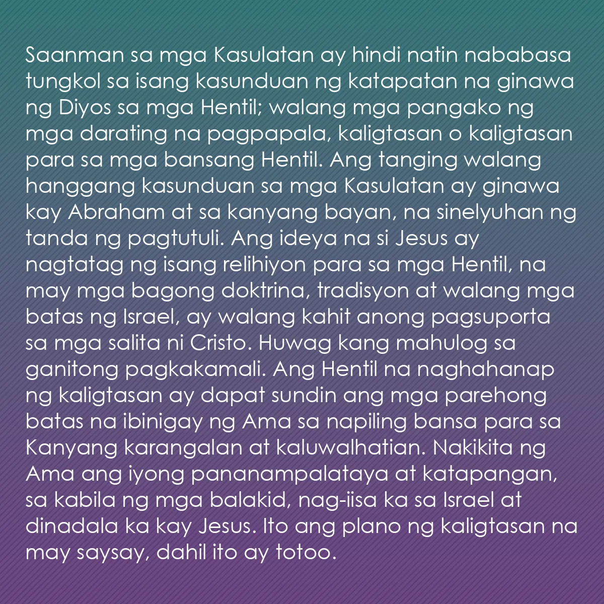 0044 - Post tungkol sa Batas ng Diyos: Saanman sa mga Kasulatan ay hindi natin nababasa tungkol...