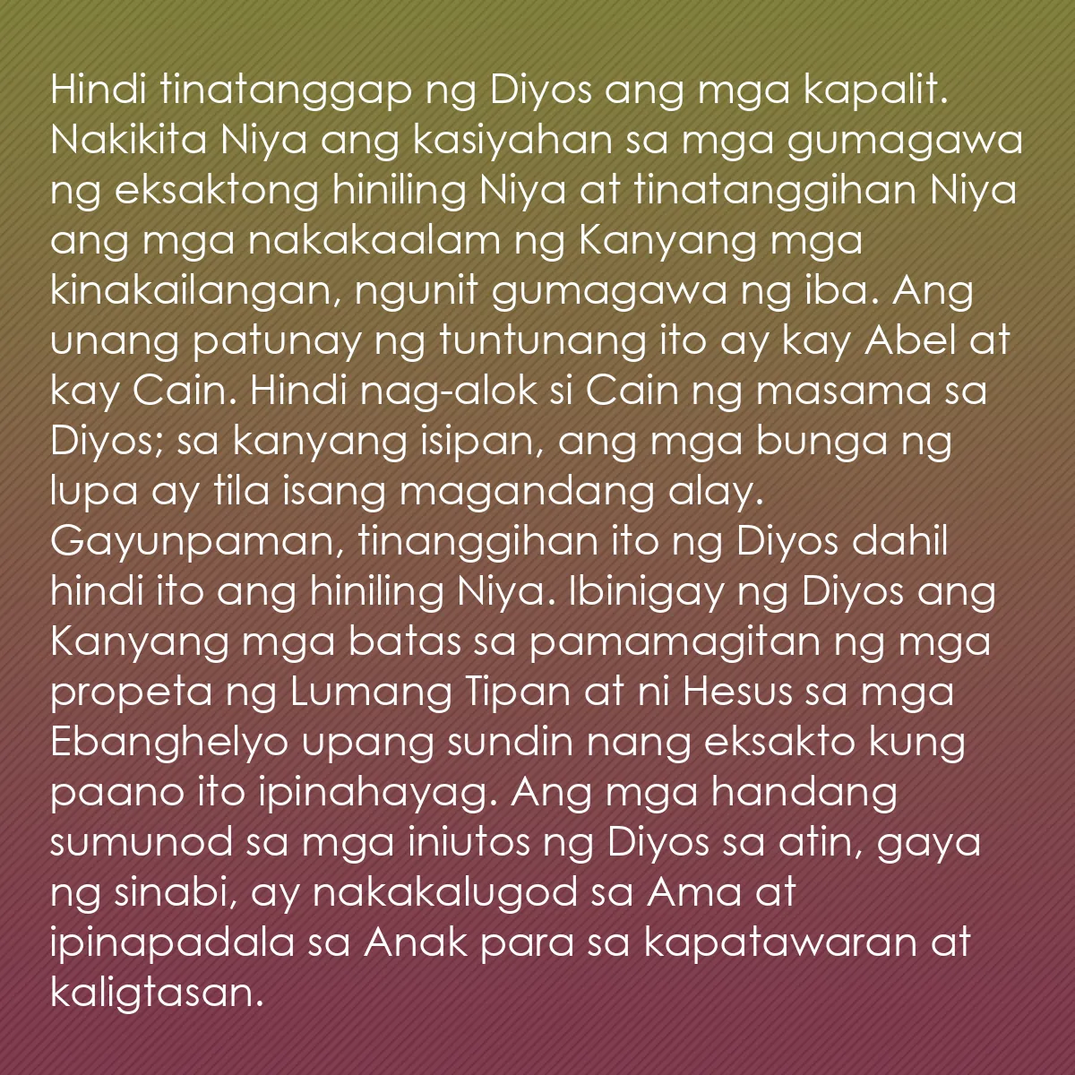 0048 - Post tungkol sa Batas ng Diyos: Hindi tinatanggap ng Diyos ang mga kapalit. Nakikita...