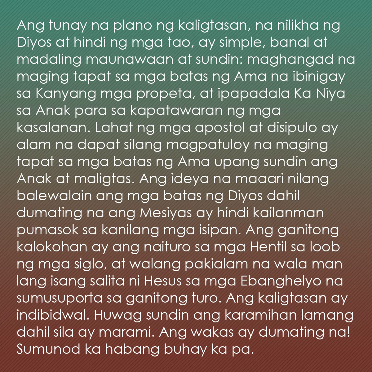 0053 - Post tungkol sa Batas ng Diyos: Ang tunay na plano ng kaligtasan, na nilikha ng Diyos...