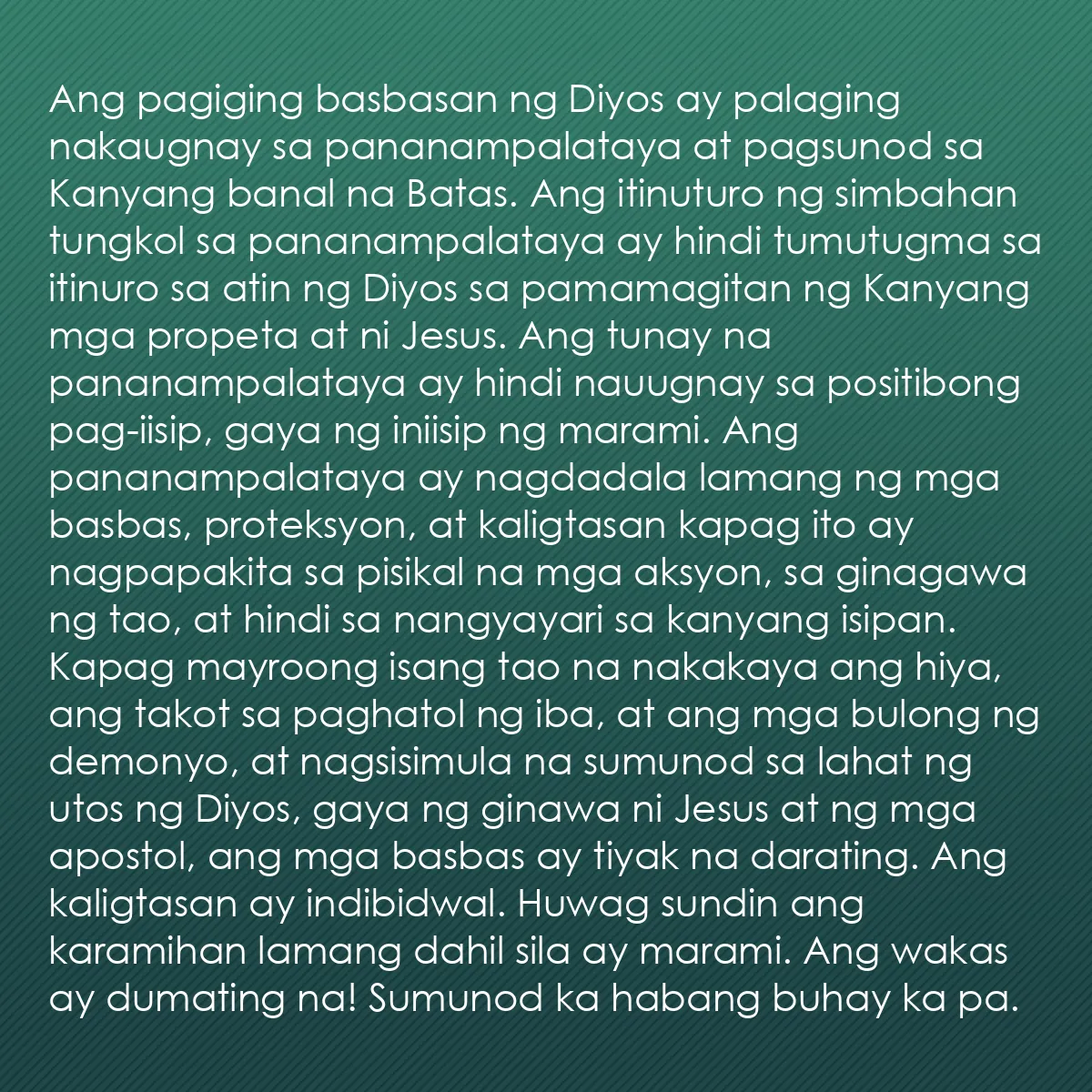 0060 - Post tungkol sa Batas ng Diyos: Ang pagiging basbasan ng Diyos ay palaging nakaugnay...