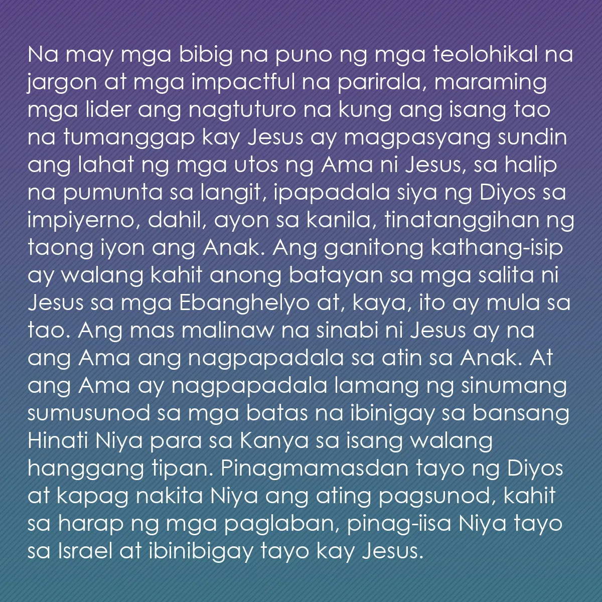 0062 - Post tungkol sa Batas ng Diyos: Na may mga bibig na puno ng mga teolohikal na jargon...