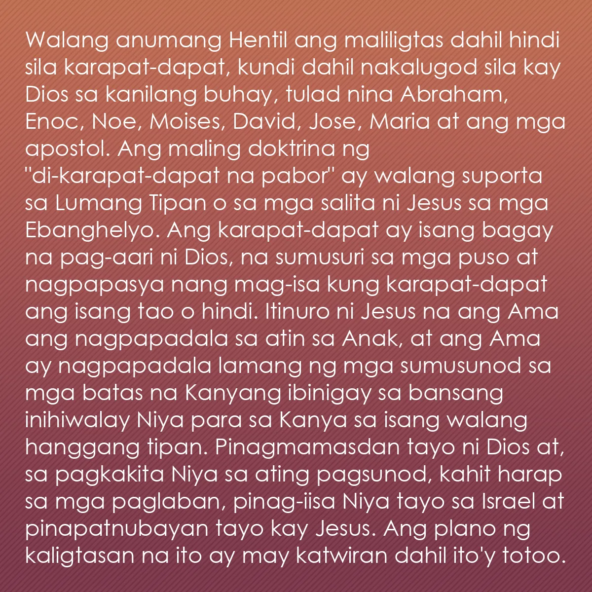 0066 - Post tungkol sa Batas ng Diyos: Walang anumang Hentil ang maliligtas dahil hindi sila...