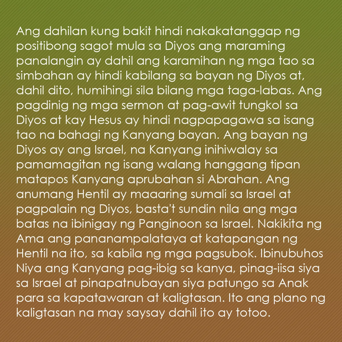 0069 - Post tungkol sa Batas ng Diyos: Ang dahilan kung bakit hindi nakakatanggap ng positibong...