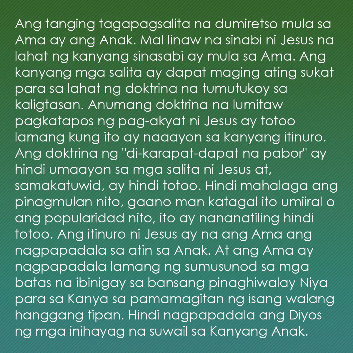 0070 - Post tungkol sa Batas ng Diyos: Ang tanging tagapagsalita na dumiretso mula sa Ama...
