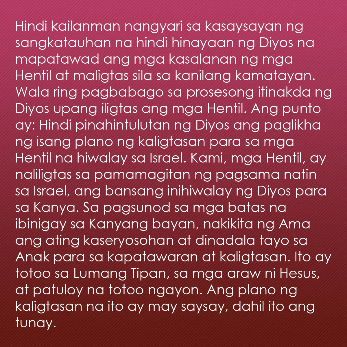 0079 - Post tungkol sa Batas ng Diyos: Hindi kailanman nangyari sa kasaysayan ng sangkatauhan...
