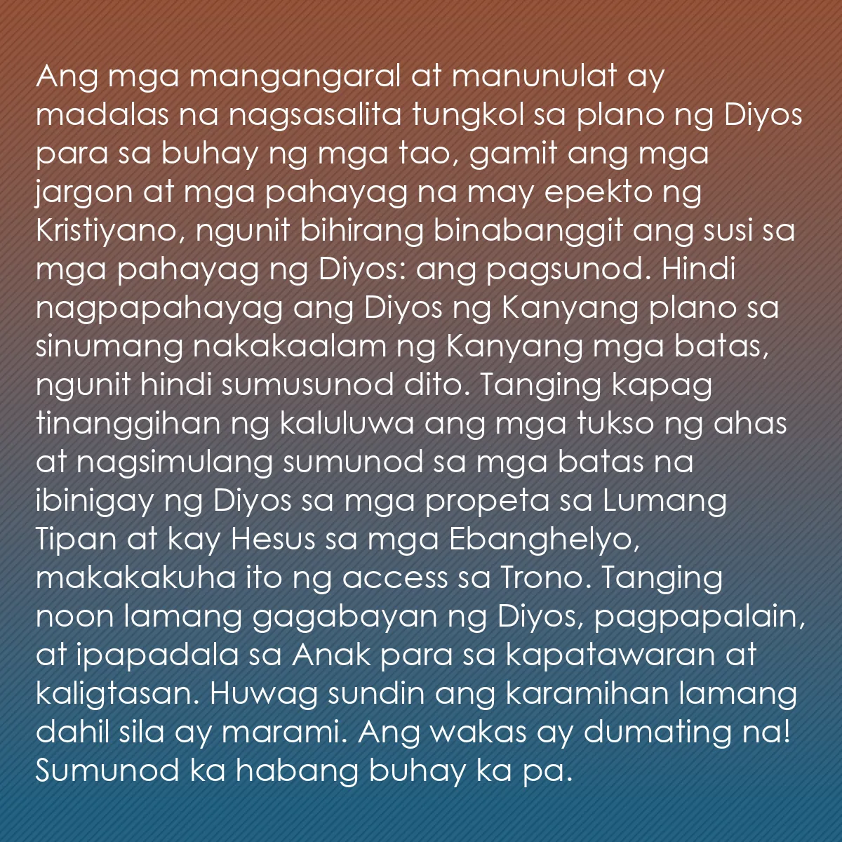 0092 - Post tungkol sa Batas ng Diyos: Ang mga mangangaral at manunulat ay madalas na nagsasalita...