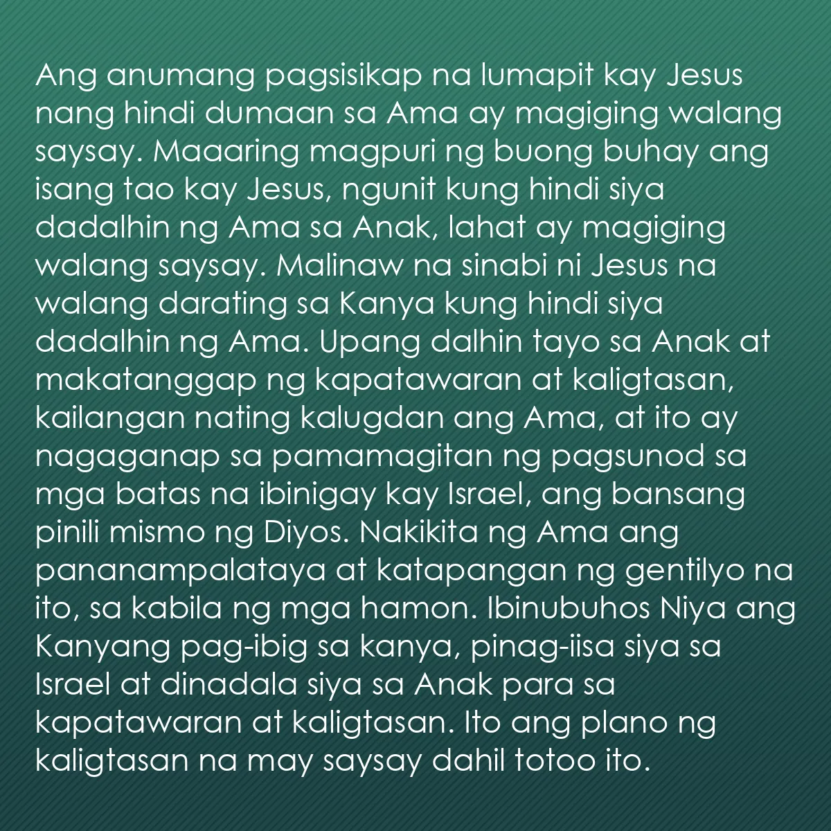 0100 - Post tungkol sa Batas ng Diyos: Ang anumang pagsisikap na lumapit kay Jesus nang hindi...