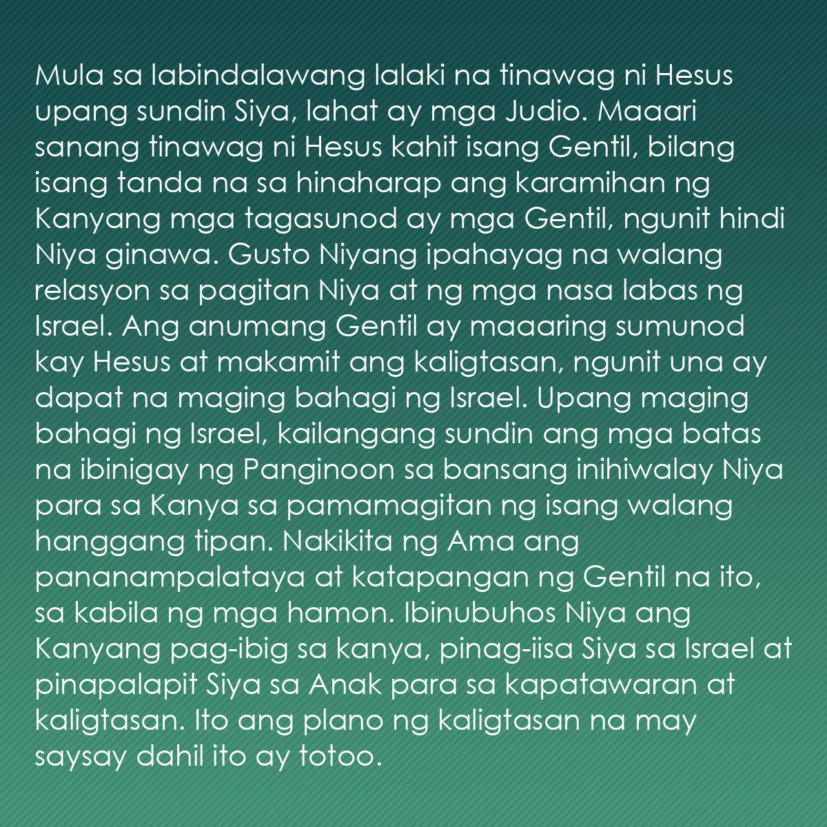 0105 - Post tungkol sa Batas ng Diyos: Mula sa labindalawang lalaki na tinawag ni Hesus upang...