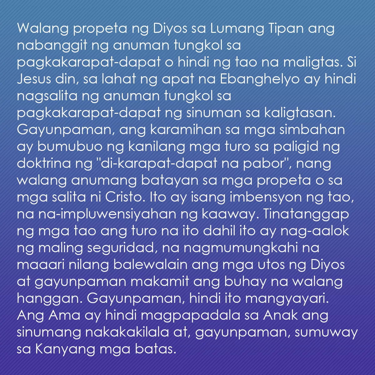 0127 - Post tungkol sa Batas ng Diyos: Walang propeta ng Diyos sa Lumang Tipan ang nabanggit...