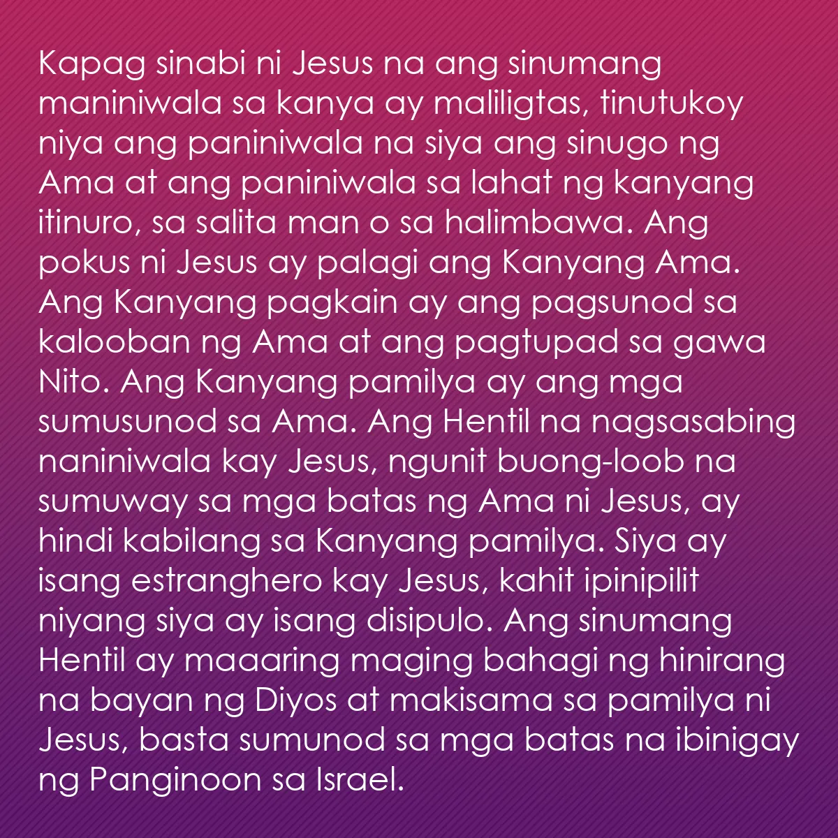 0141 - Post tungkol sa Batas ng Diyos: Kapag sinabi ni Jesus na ang sinumang maniniwala sa...