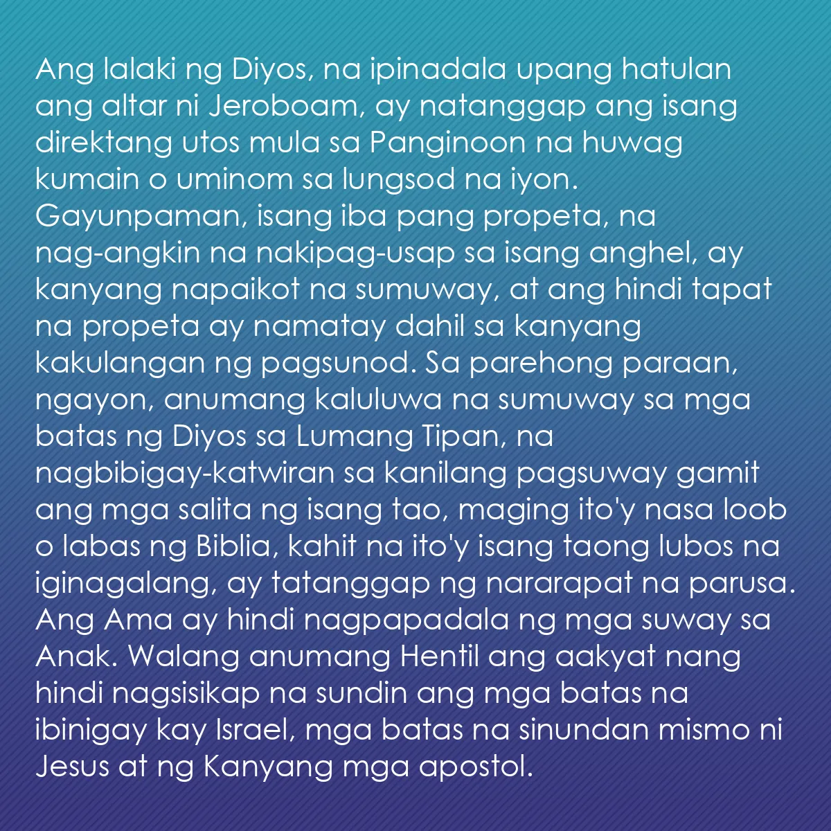 0155 - Post tungkol sa Batas ng Diyos: Ang lalaki ng Diyos, na ipinadala upang hatulan ang...