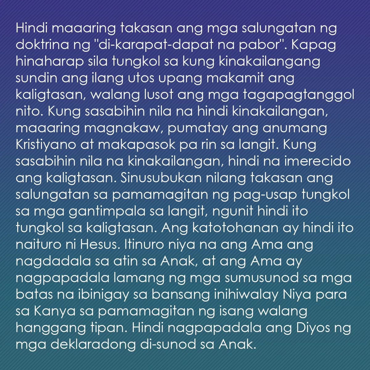 0157 - Post tungkol sa Batas ng Diyos: Hindi maaaring takasan ang mga salungatan ng doktrina...