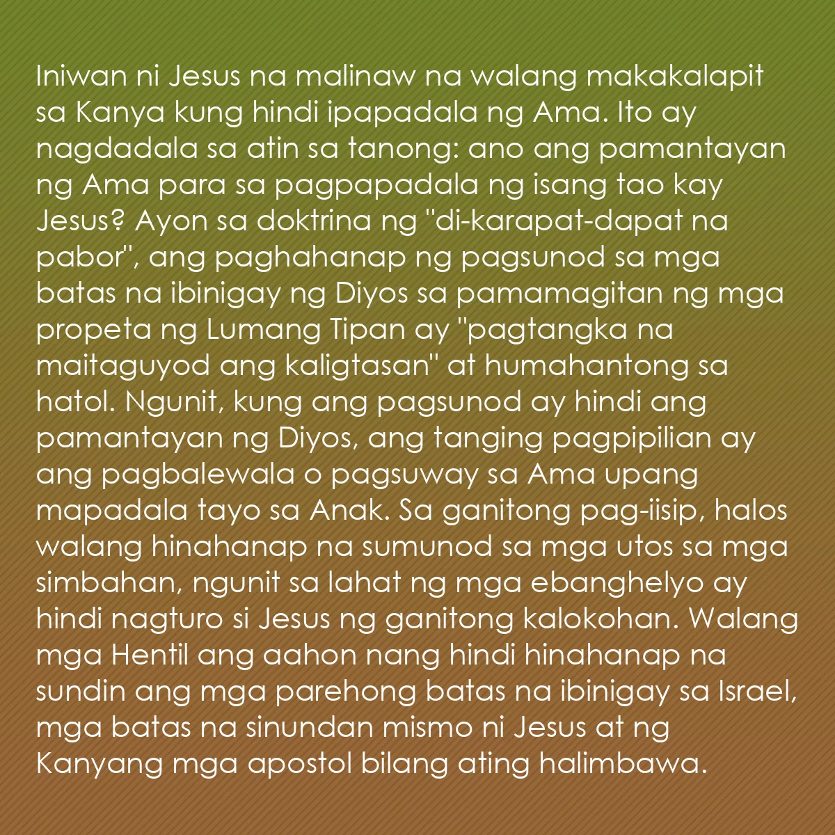 0169 - Post tungkol sa Batas ng Diyos: Iniwan ni Jesus na malinaw na walang makakalapit sa...