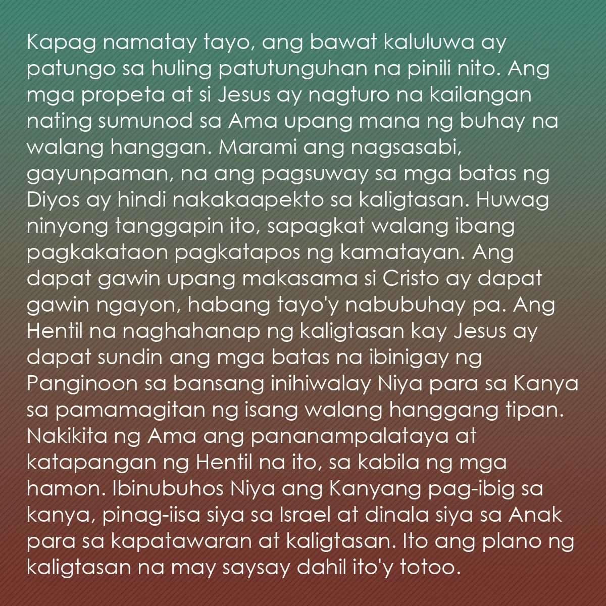 0173 - Post tungkol sa Batas ng Diyos: Kapag namatay tayo, ang bawat kaluluwa ay patungo...