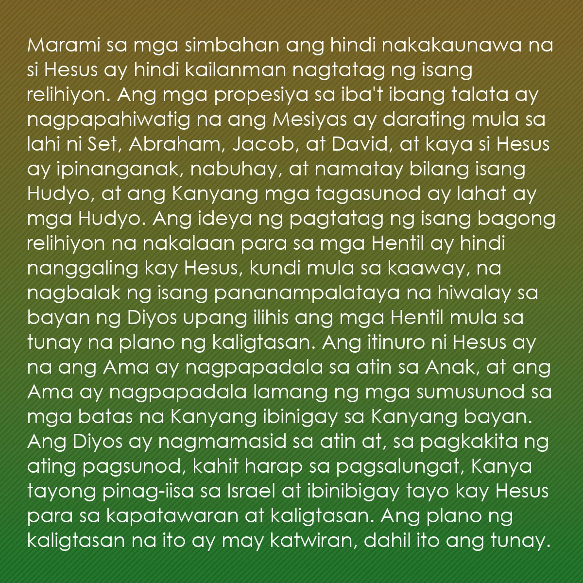 0176 - Post tungkol sa Batas ng Diyos: Marami sa mga simbahan ang hindi nakakaunawa na si...