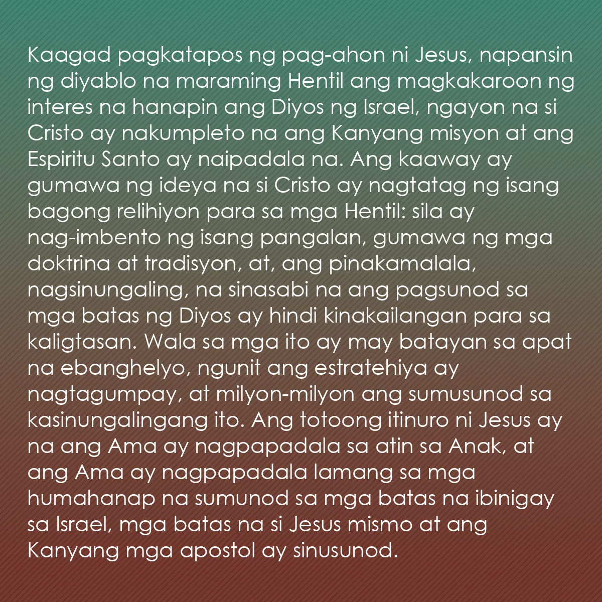 0193 - Post tungkol sa Batas ng Diyos: Kaagad pagkatapos ng pag-ahon ni Jesus, napansin ng...