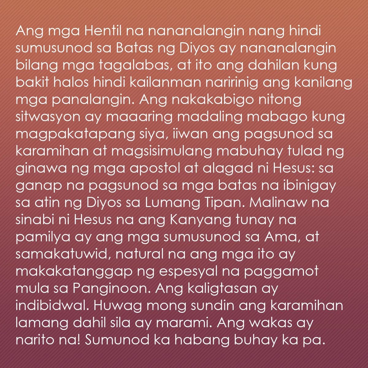 0206 - Post tungkol sa Batas ng Diyos: Ang mga Hentil na nananalangin nang hindi sumusunod...