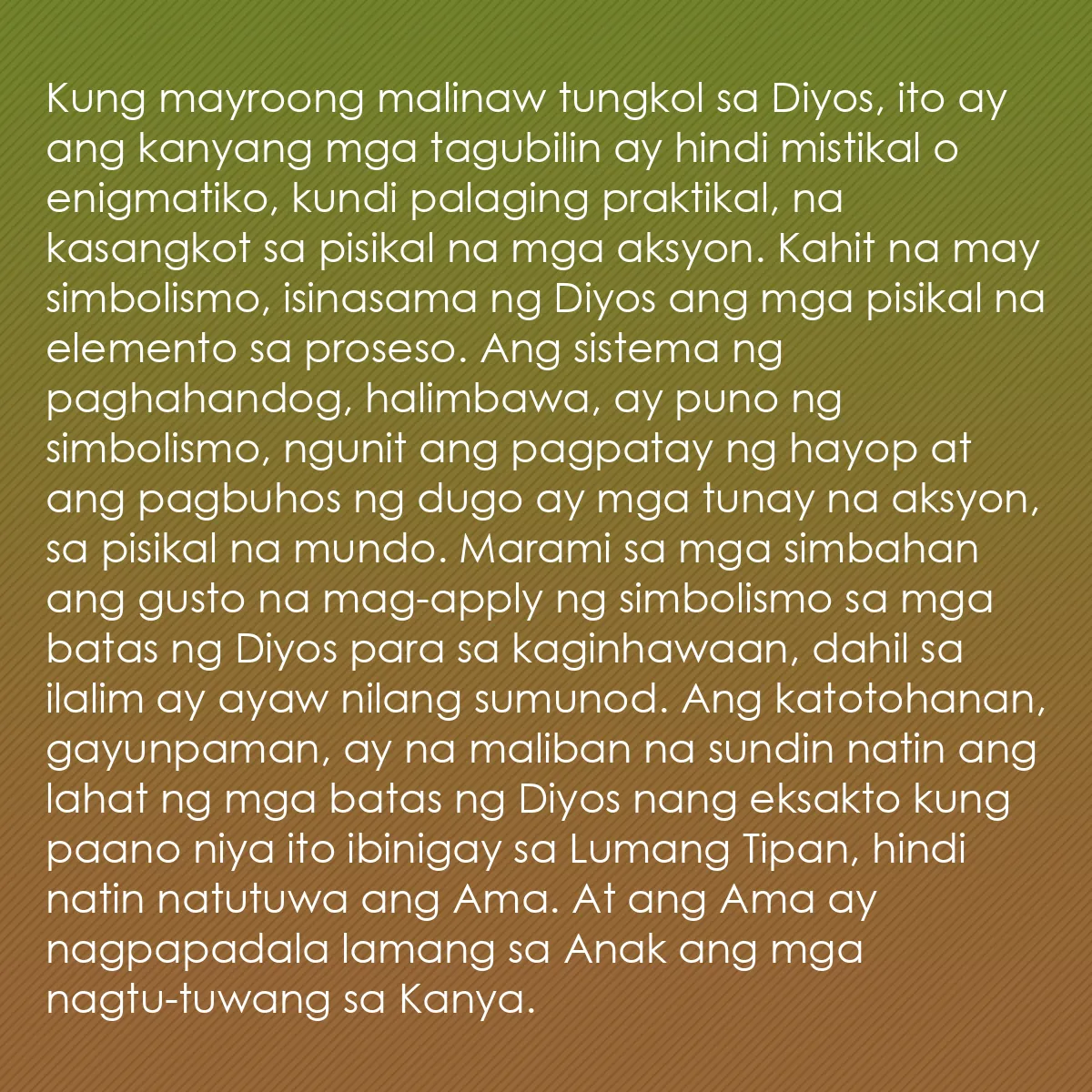 0209 - Post tungkol sa Batas ng Diyos: Kung mayroong malinaw tungkol sa Diyos, ito ay ang...