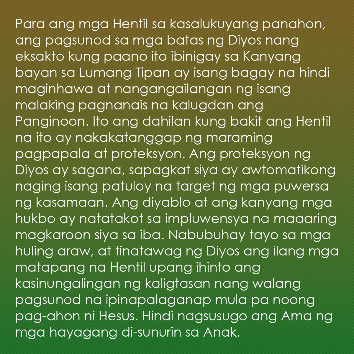 0216 - Post tungkol sa Batas ng Diyos: Para ang mga Hentil sa kasalukuyang panahon, ang pagsunod...