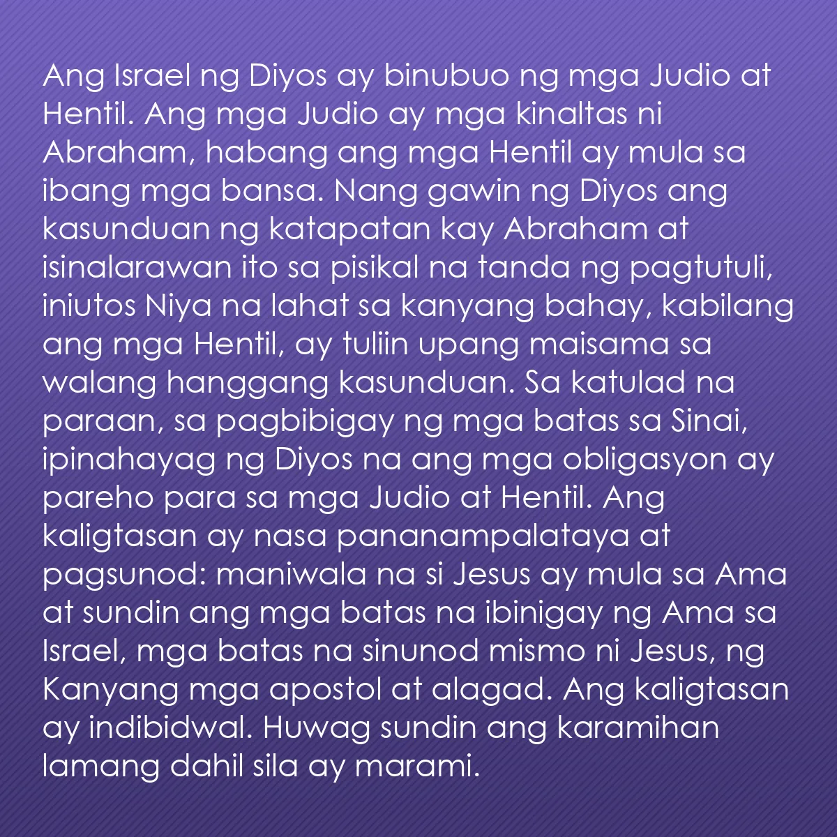 0218 - Post tungkol sa Batas ng Diyos: Ang Israel ng Diyos ay binubuo ng mga Judio at Hentil....