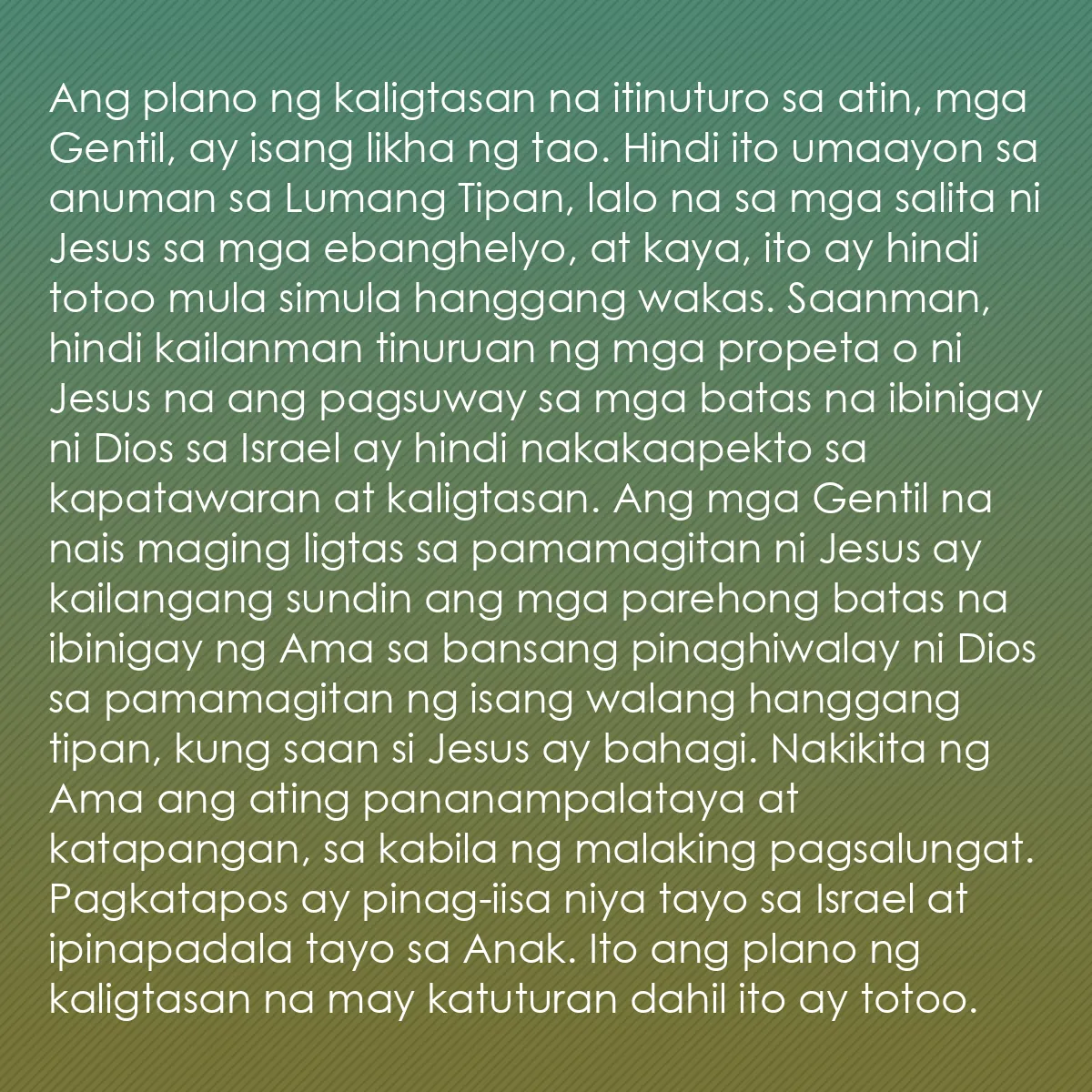 0223 - Post tungkol sa Batas ng Diyos: Ang plano ng kaligtasan na itinuturo sa atin, mga...