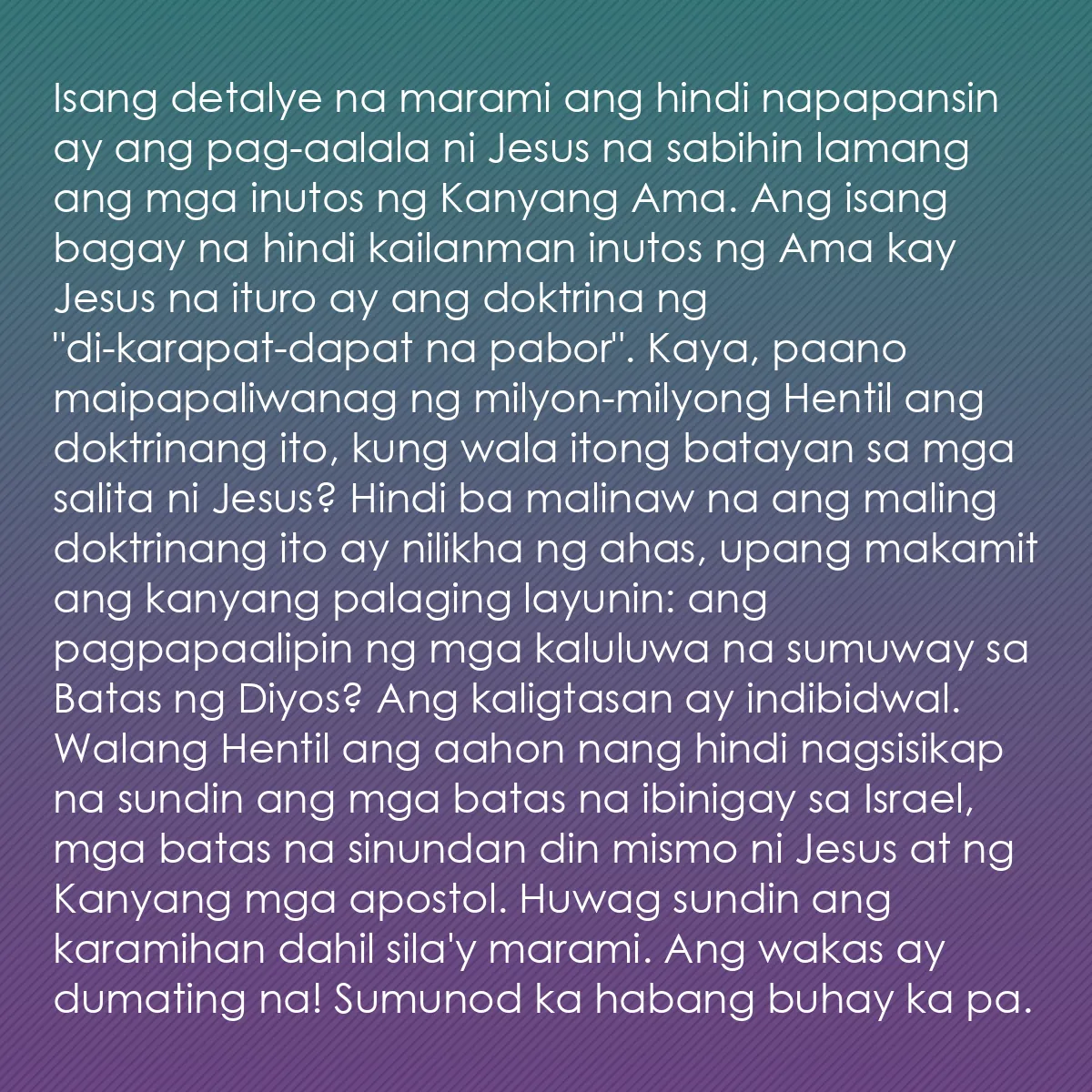 0244 - Post tungkol sa Batas ng Diyos: Isang detalye na marami ang hindi napapansin ay ang...