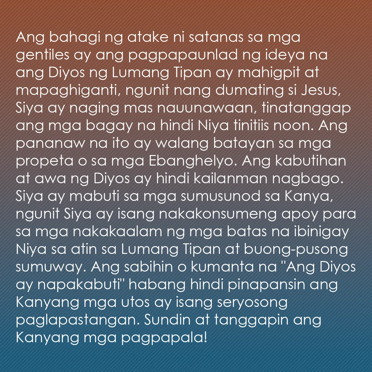 0252 - Post tungkol sa Batas ng Diyos: Ang bahagi ng atake ni satanas sa mga gentiles ay...