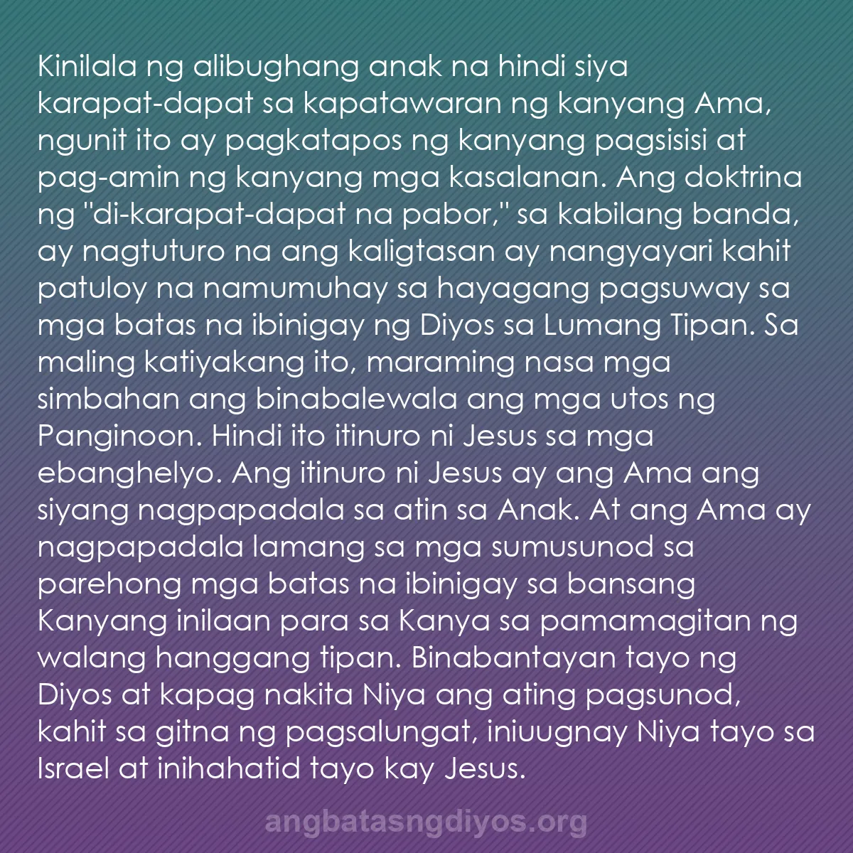b0004 - Post tungkol sa Batas ng Diyos: Kinilala ng alibughang anak na hindi siya karapat-dapat sa kapatawaran...