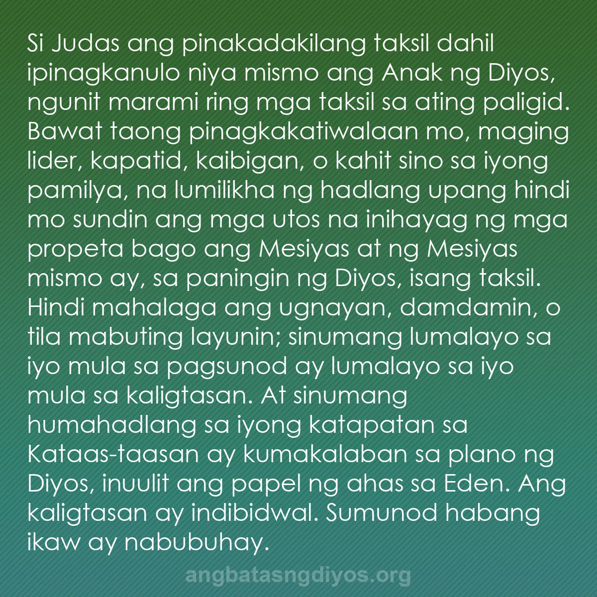 b0010 - Post tungkol sa Batas ng Diyos: Si Judas ang pinakadakilang taksil dahil ipinagkanulo niya mismo...