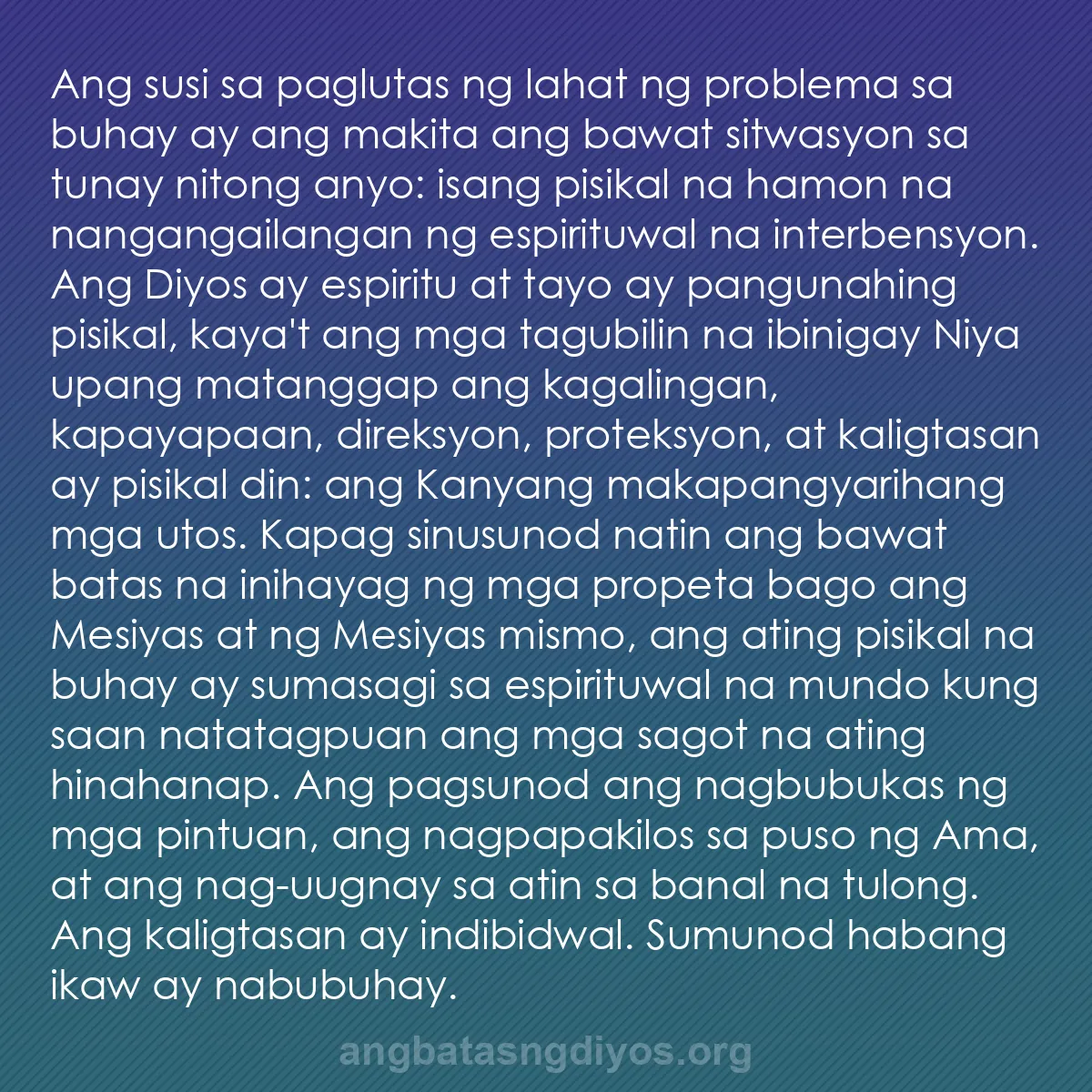 b0017 - Post tungkol sa Batas ng Diyos: Ang susi sa paglutas ng lahat ng problema sa buhay ay ang makita...