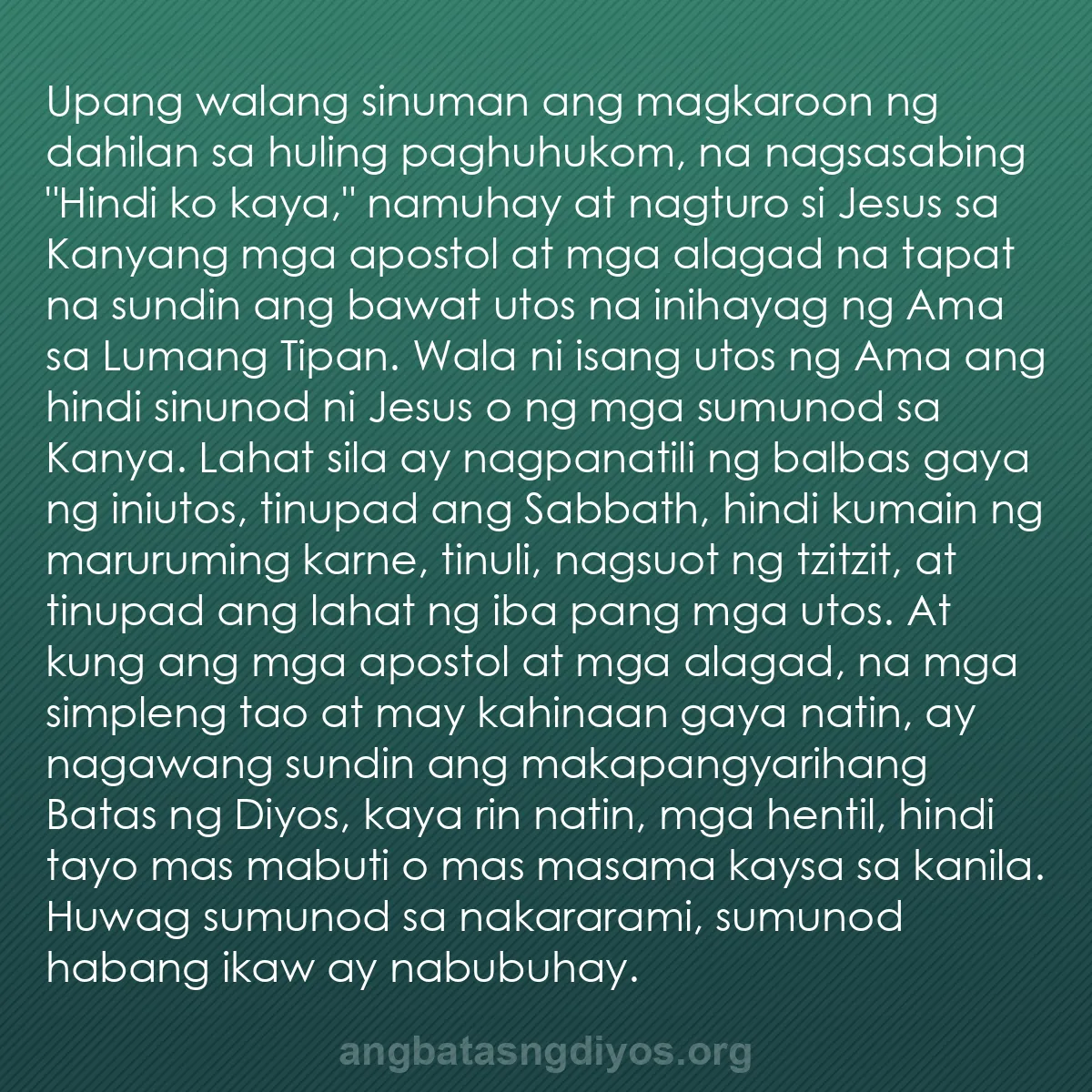 b0020 - Post tungkol sa Batas ng Diyos: Upang walang sinuman ang magkaroon ng dahilan sa huling paghuhukom,...
