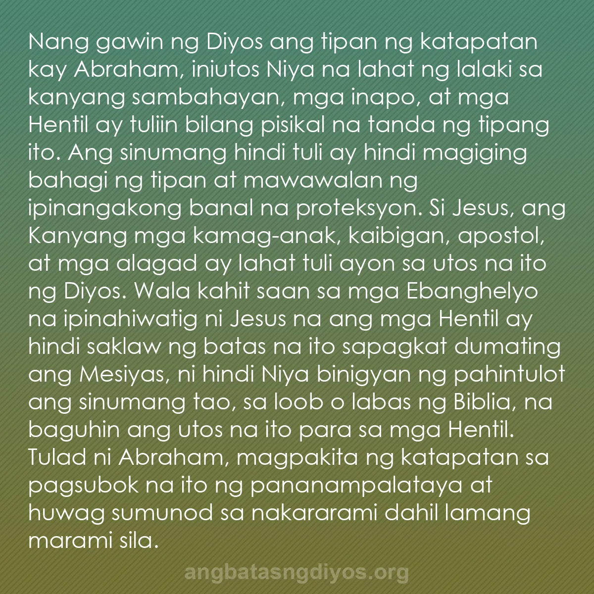 b0023 - Post tungkol sa Batas ng Diyos: Nang gawin ng Diyos ang tipan ng katapatan kay Abraham, iniutos...