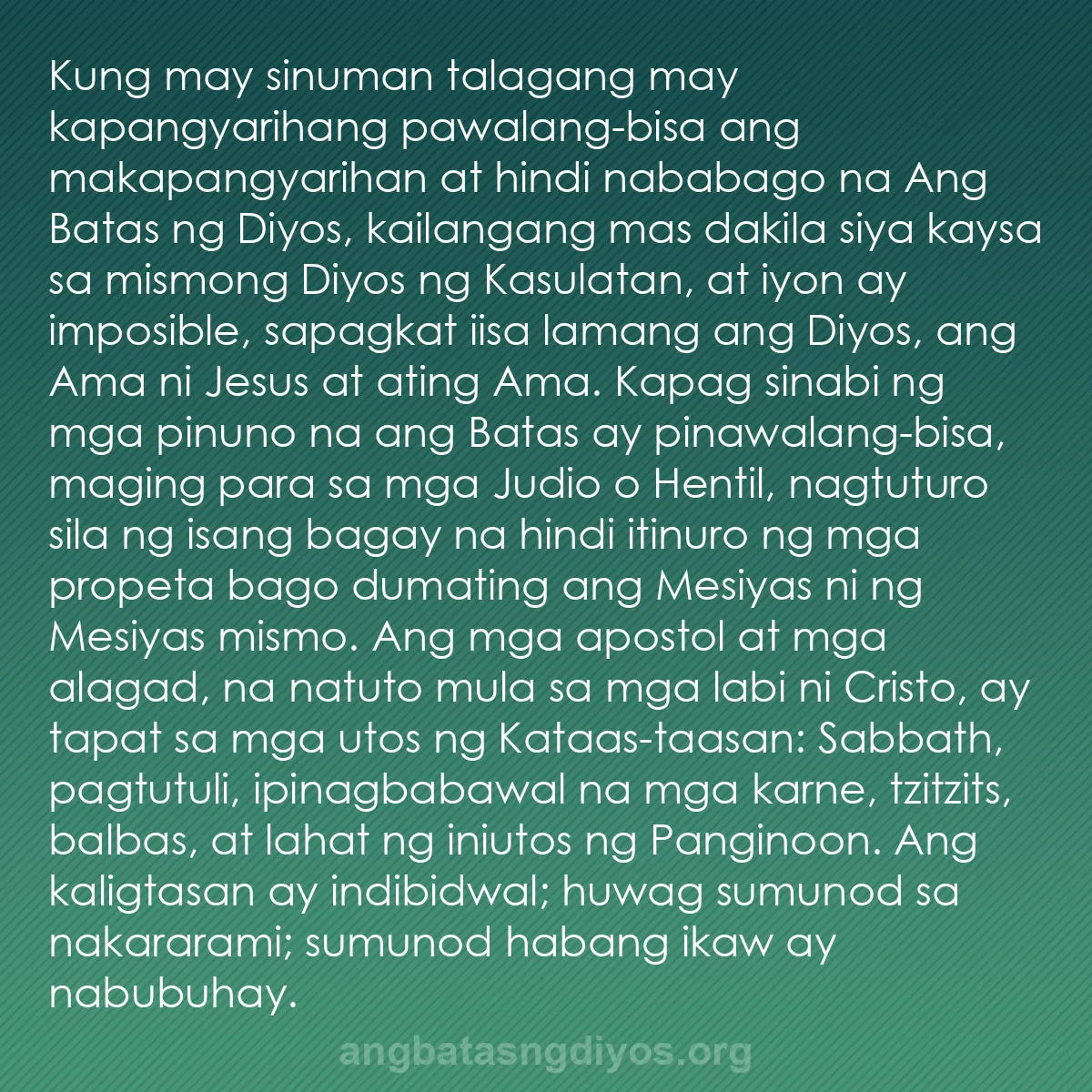 b0025 - Post tungkol sa Batas ng Diyos: Kung may sinuman talagang may kapangyarihang pawalang-bisa ang...