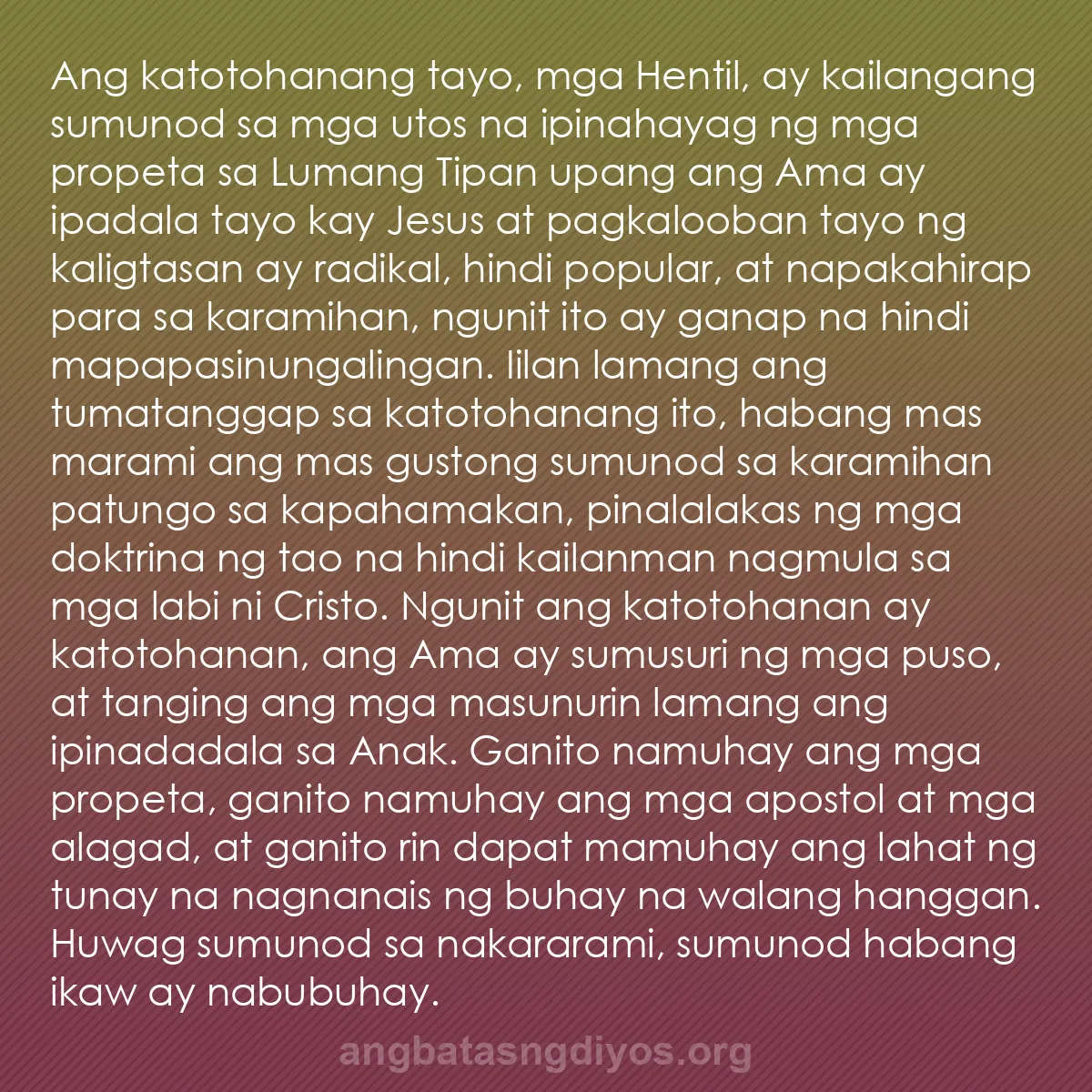 b0028 - Post tungkol sa Batas ng Diyos: Ang katotohanang tayo, mga Hentil, ay kailangang sumunod sa...