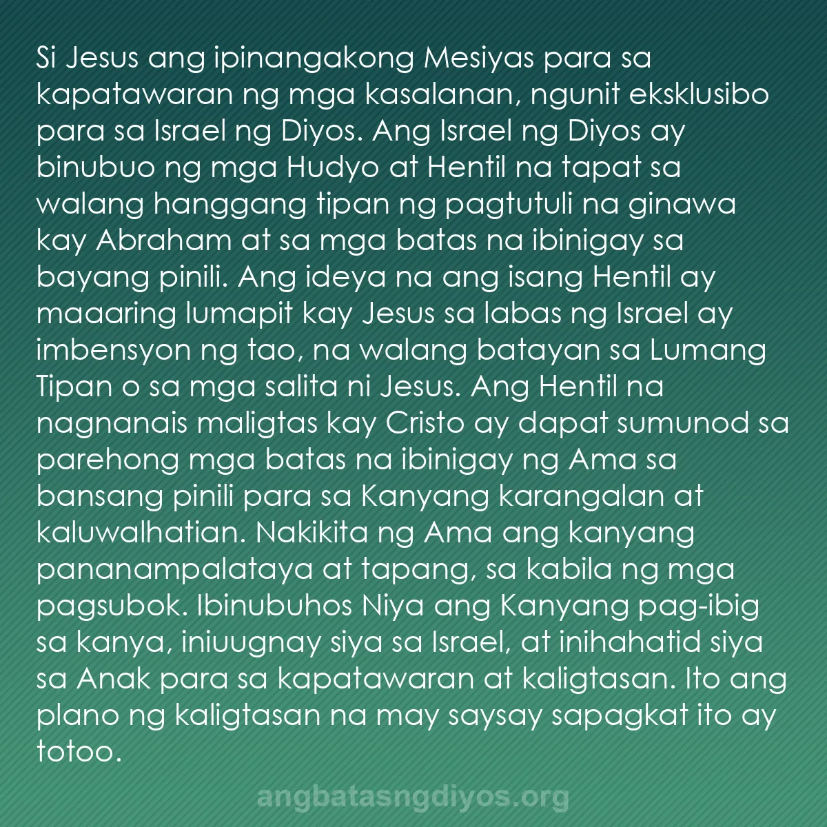 b0045 - Post tungkol sa Batas ng Diyos: Si Jesus ang ipinangakong Mesiyas para sa kapatawaran ng mga...