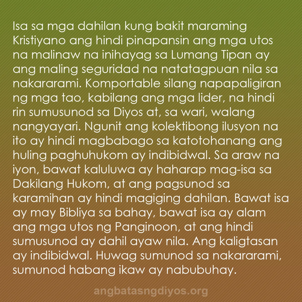 b0049 - Post tungkol sa Batas ng Diyos: Isa sa mga dahilan kung bakit maraming Kristiyano ang hindi...