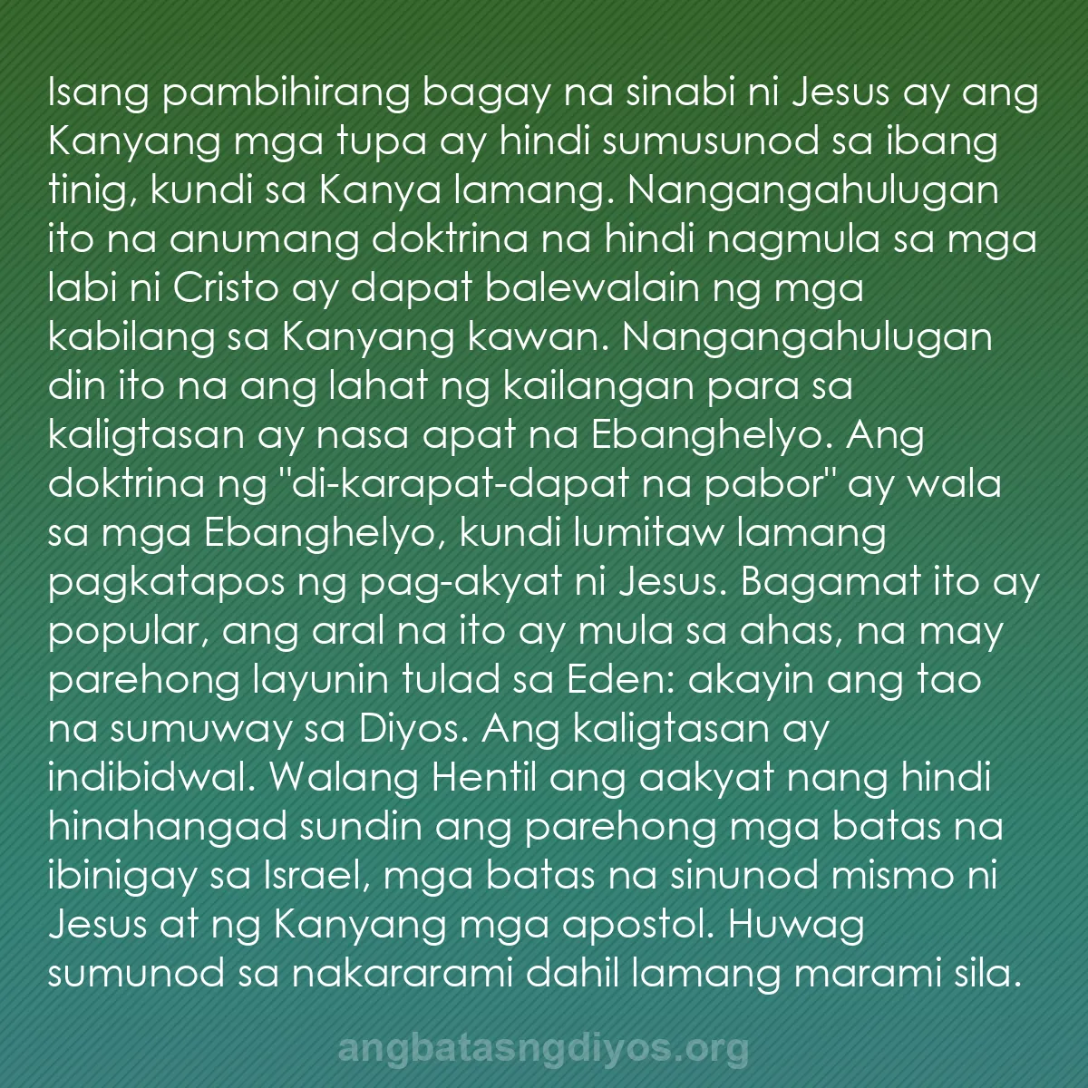 b0050 - Post tungkol sa Batas ng Diyos: Isang pambihirang bagay na sinabi ni Jesus ay ang Kanyang mga...