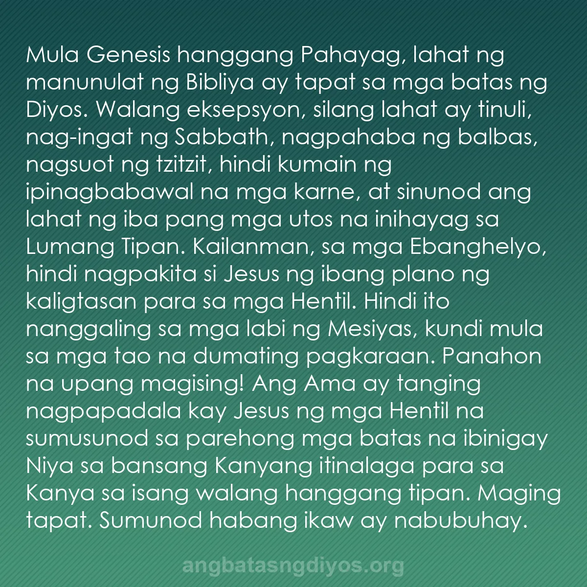 b0065 - Post tungkol sa Batas ng Diyos: Mula Genesis hanggang Pahayag, lahat ng manunulat ng Bibliya...