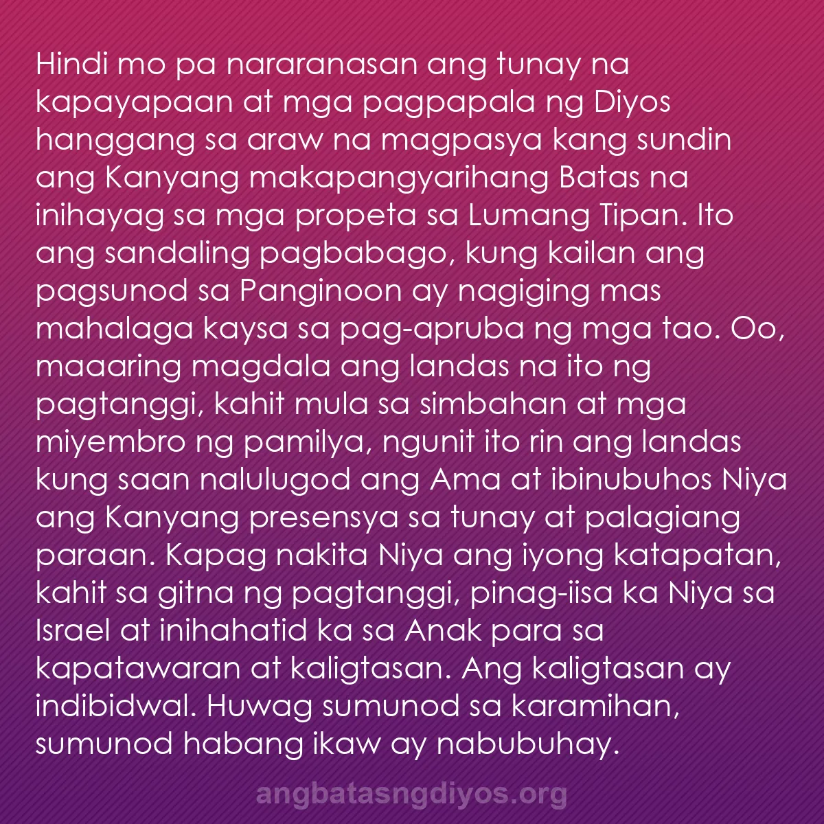 b0081 - Post tungkol sa Batas ng Diyos: Hindi mo pa nararanasan ang tunay na kapayapaan at mga pagpapala...
