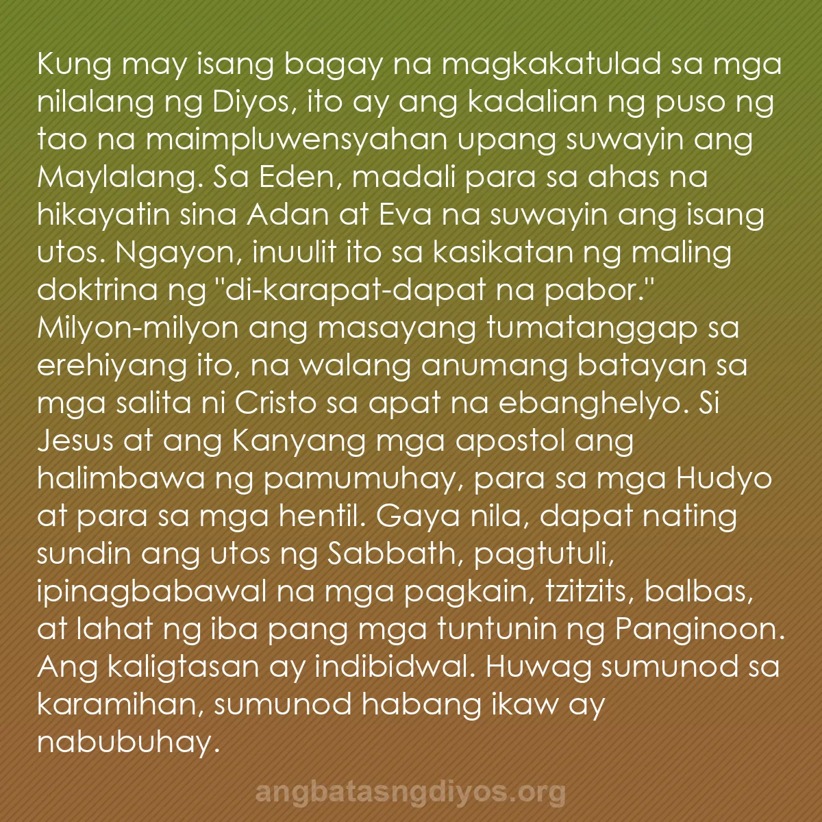 b0089 - Post tungkol sa Batas ng Diyos: Kung may isang bagay na magkakatulad sa mga nilalang ng Diyos,...