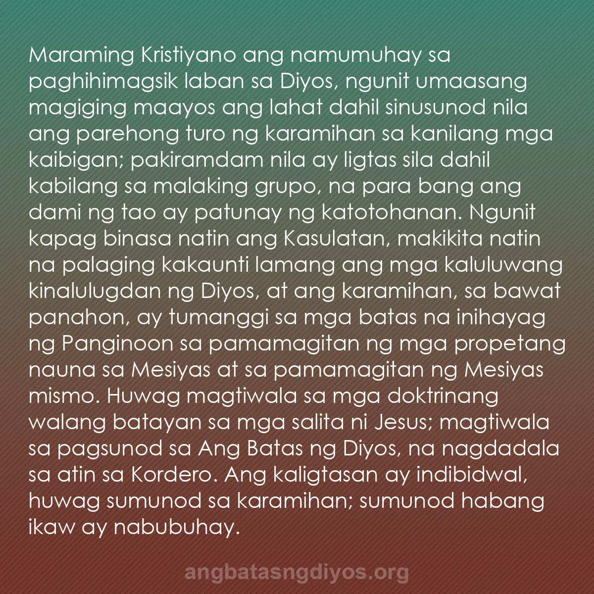 b0093 - Post tungkol sa Batas ng Diyos: Maraming Kristiyano ang namumuhay sa paghihimagsik laban sa...