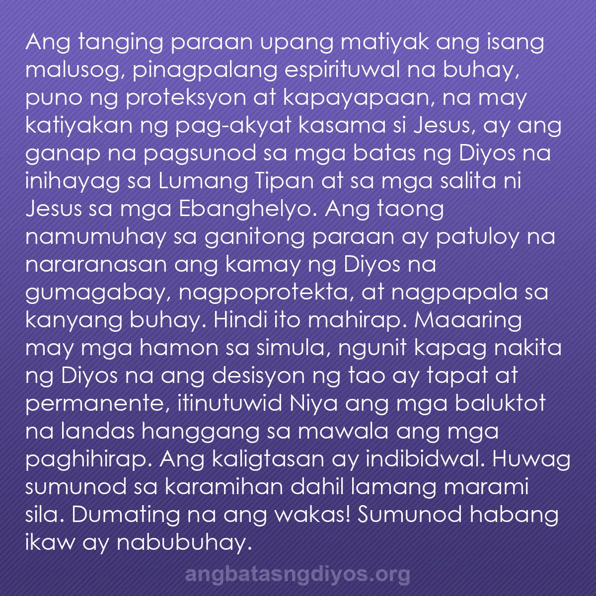 b0098 - Post tungkol sa Batas ng Diyos: Ang tanging paraan upang matiyak ang isang malusog, pinagpalang...
