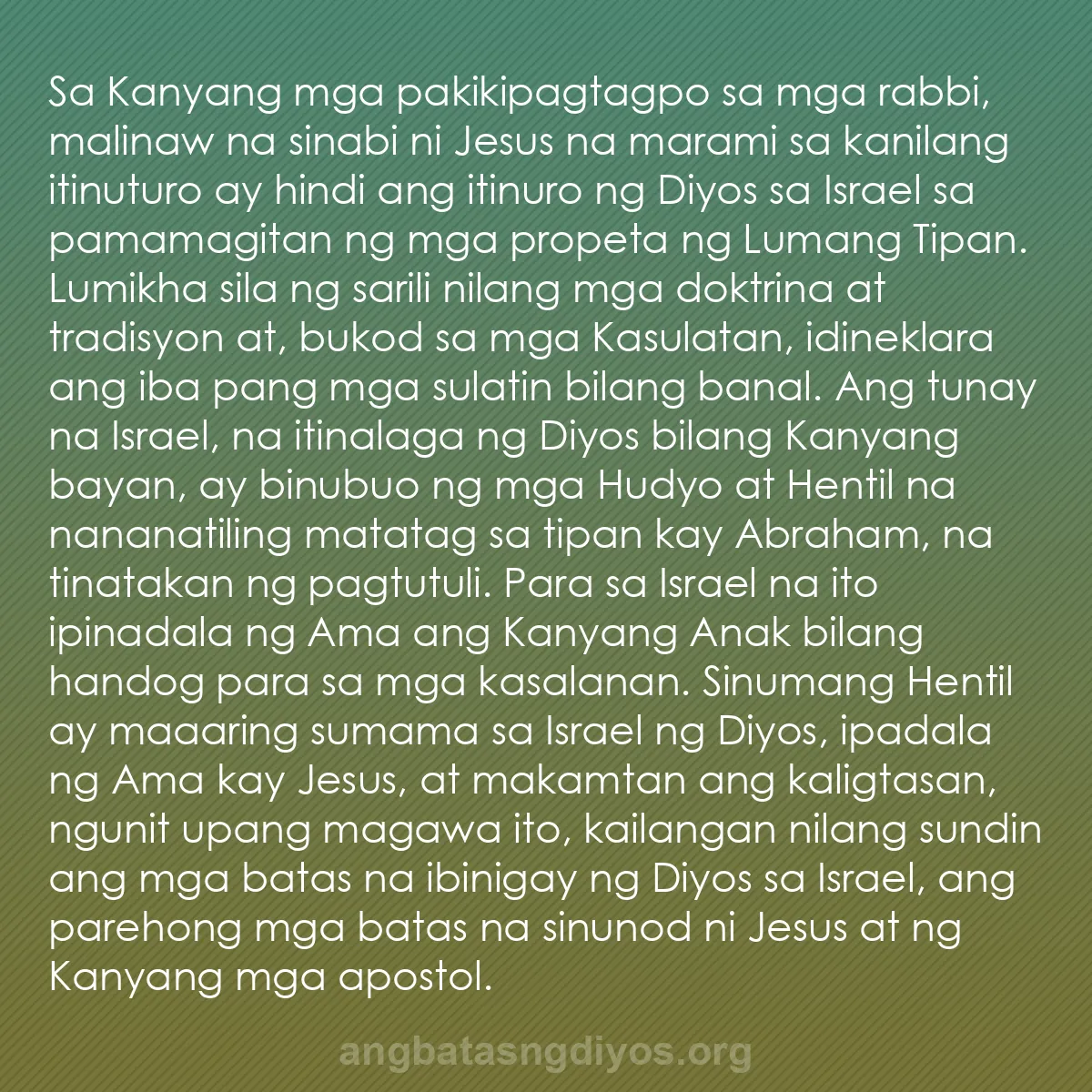b0103 - Post tungkol sa Batas ng Diyos: Sa Kanyang mga pakikipagtagpo sa mga rabbi, malinaw na sinabi...