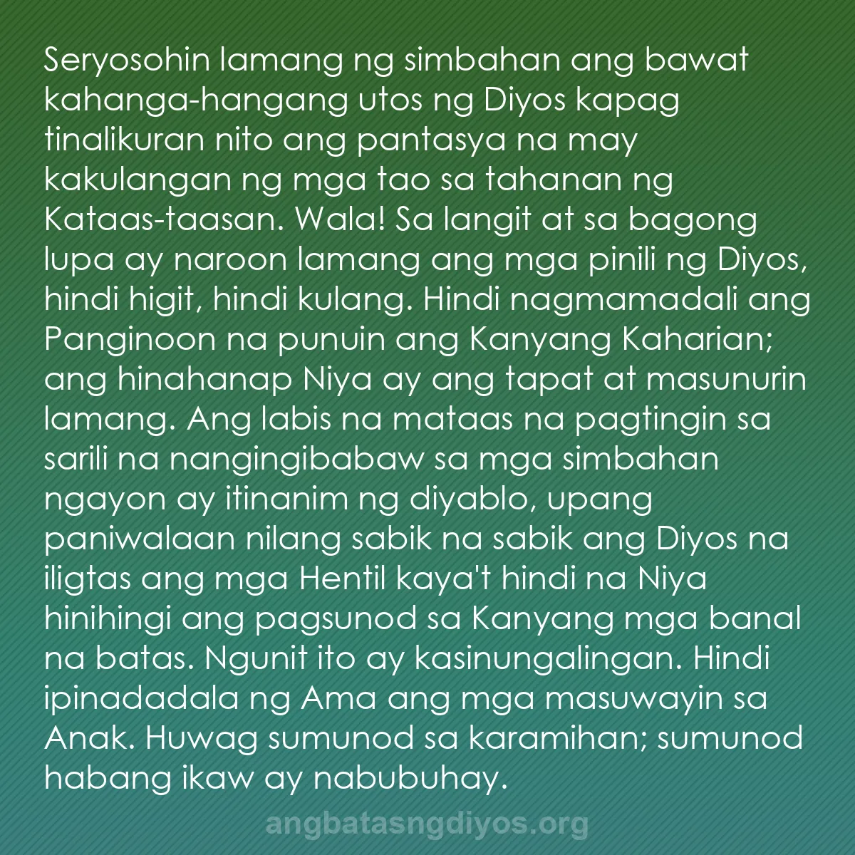 b0110 - Post tungkol sa Batas ng Diyos: Seryosohin lamang ng simbahan ang bawat kahanga-hangang utos...