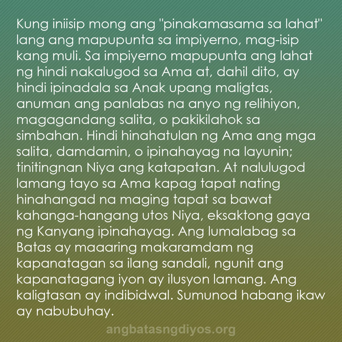 b0123 - Post tungkol sa Batas ng Diyos: Kung iniisip mong ang "pinakamasama sa lahat" lang ang mapupunta...